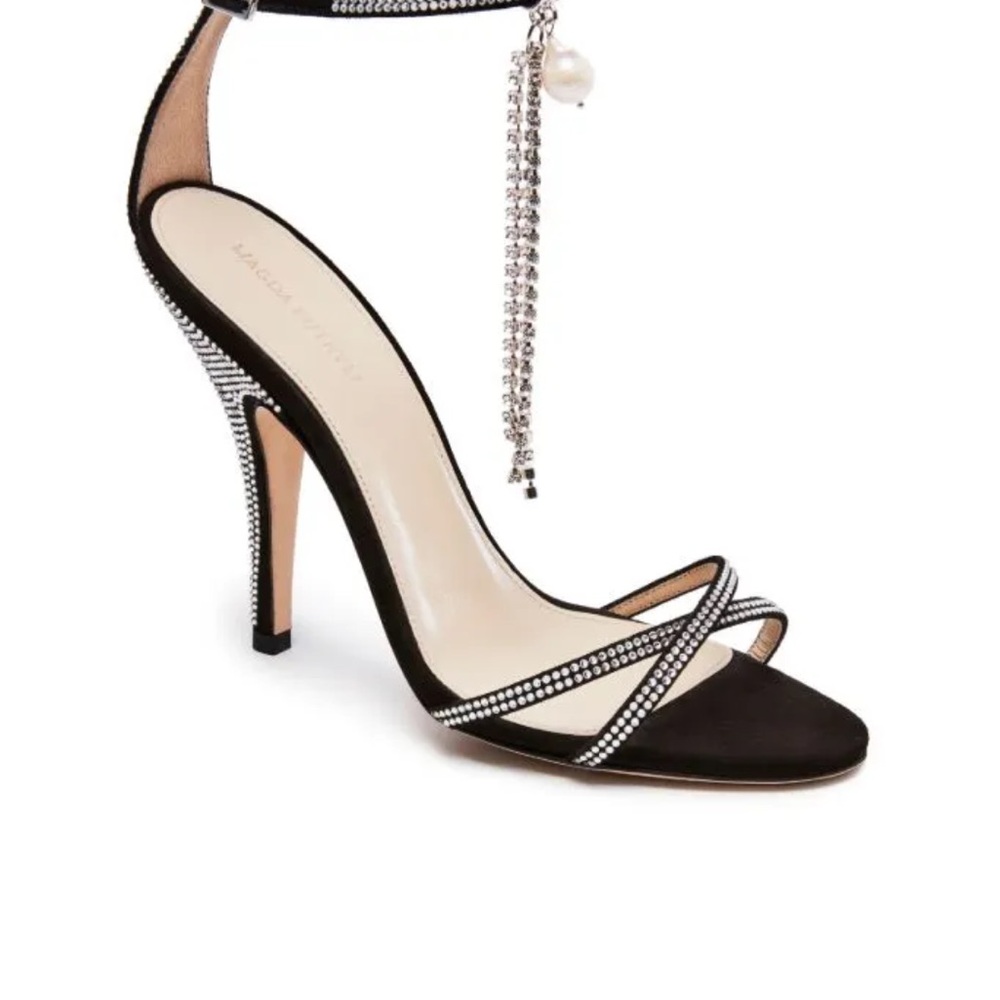 Magda Butrym Black and Crystal Strappy Heels